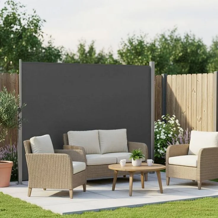 SONGMICS Alu-Seitenmarkise, ausziehbar, blickdicht, Anthrazit, 180x300 cm – Bild 1