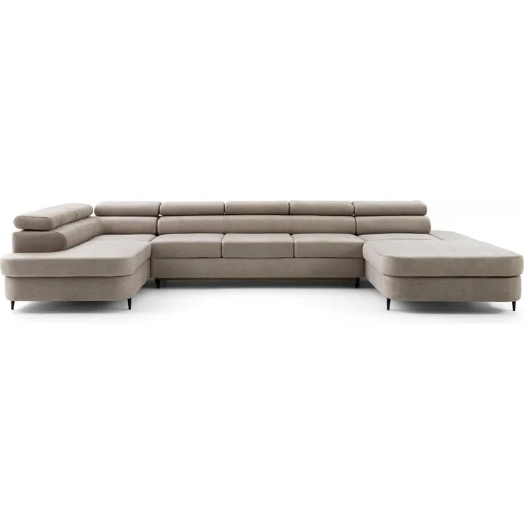 Muffo Ecksofa PRIAM MAXI U, Schlaffunktion, hohe Metallbeine, mit Bettkasten