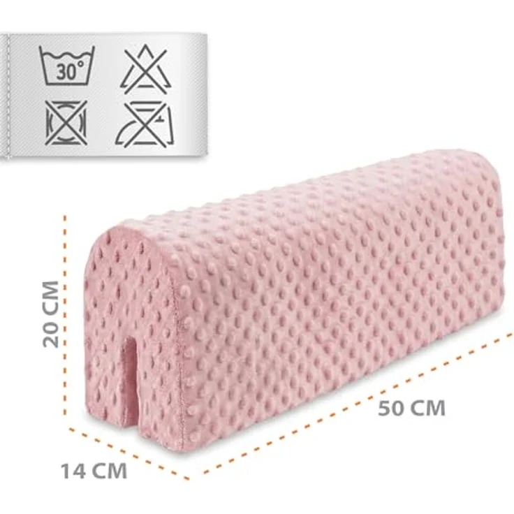 Bettkantenschutz für Kinderbetten 50 cm - Schutz für Bettrahmen Baby Bett rausfallschutz für boxspringbett bettgitter mit Bezug Kantenschutz Kinder Babybett Rosa – Bild 3