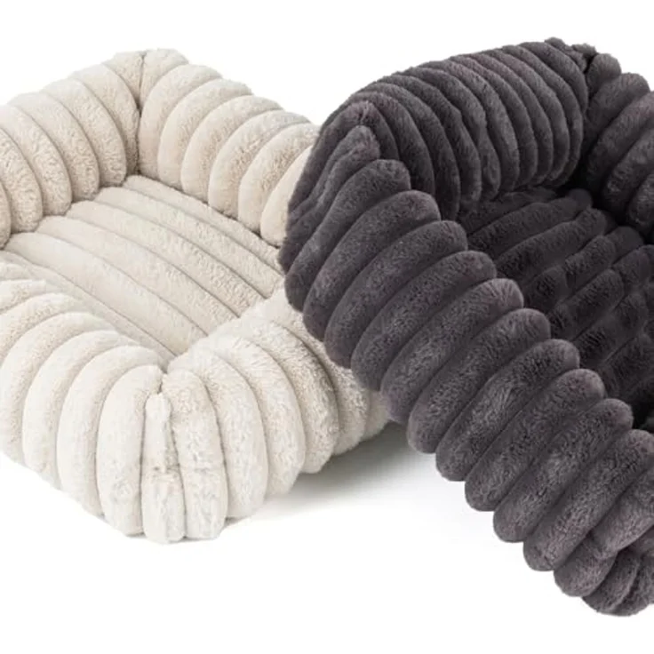Wallace & Jones Tierbett Katzenbett Mary, edle Cordstoff-Optik, gepolsterte Seitenwände, sand, ca. 71 x 58 x 18 cm – Bild 7