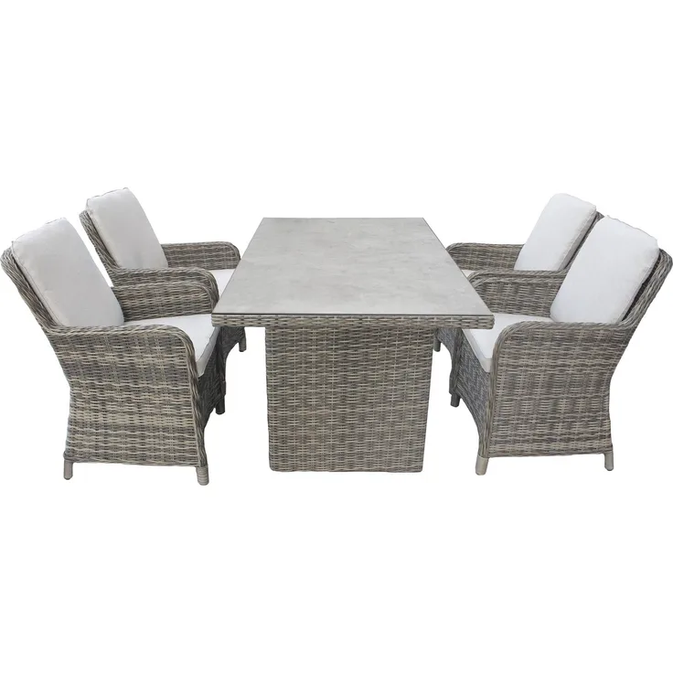 Ria Dining Lounge Set, Polyrattan, grau, für 4 Personen