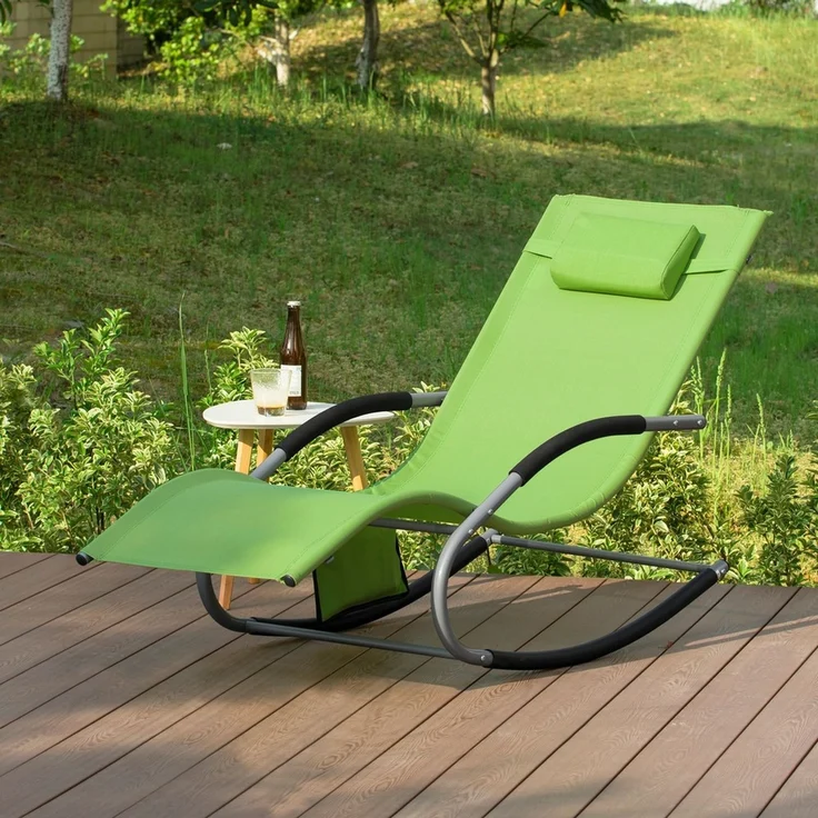 SoBuy OGS28-GR Schaukelstuhl Garten, Textilene, Lackiert, Grün, 150 x 87 x 63 cm – Bild 8