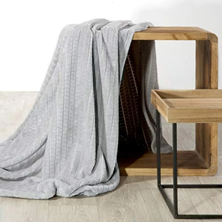 Wohndecke Kuscheldecke Decke MICROFASER Sofadecke Tagesdecke CINDY2 220x200 cm silber – Bild 3