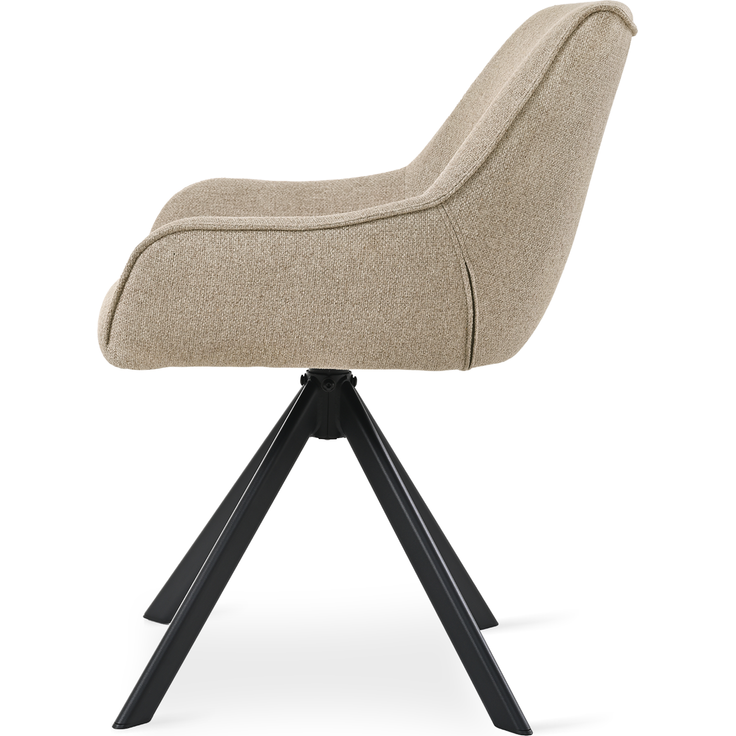 GOEURVANT 1178 Esszimmerstühle 2er-Set mit Armlehnen, 360° Drehbar, Webstoff - Greige – Bild 6