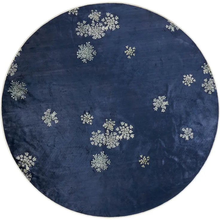 ESSENZA Teppich Lauren Indigo Blue Velours Rund
