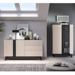 Lomadox Wohnzimmer-Set FRIONA-131, (Mega-Spar-Set, 2-St, Highboard Sideboard), kaschmir schwarz modern Möbelfüße Softclose Glastür