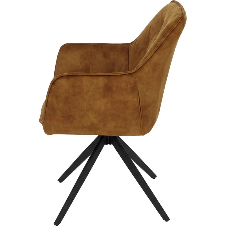 2er-Set Esszimmerstuhl HWC-L80, Küchenstuhl Armlehne drehbar Auto-Return Samt 440g/m² ~ Wildleder-Optik senfgelb – Bild 8