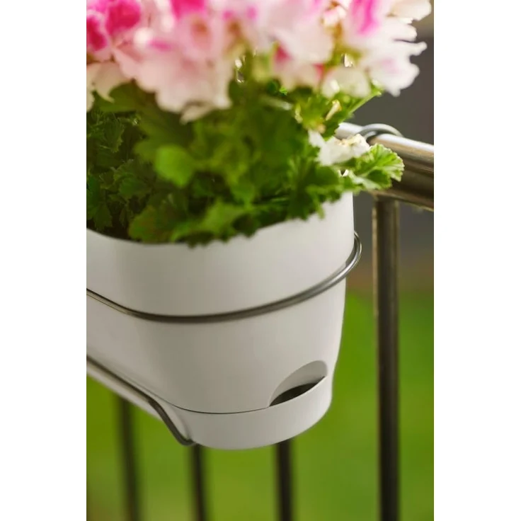 elho Vibia Campana Balkonkasten Allin1 50 mit Wasserreservoir - Blumentopf Balkongeländer - 100% recyceltem Plastik - Ø 50.4 x H 17.7 cm - Weiß/Seidenweiß – Bild 9