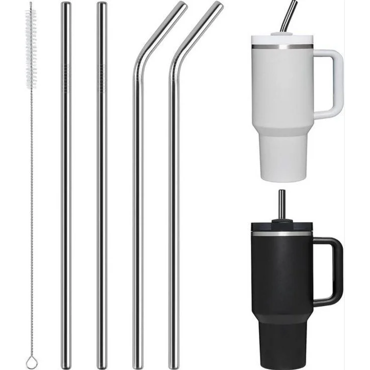 LA CUTE Trinkhalme 4er Set Edelstahl Strohhalme – Wiederverwendbar, Reinigungsbürste, (Wiederverwendbare Metallstrohhalme für Getränke, ideal für den Alltag, 5-tlg, Edelstahl-Strohhalm-Set mit Reinigungsbürste, 5-teilig), Langlebige, Edelstahl Strohhal... – Bild 4