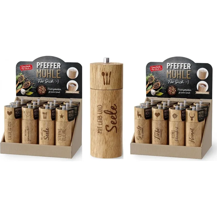 Pfeffermühle Gewürzmühle Holz mit Motiv Auswahl La Vida Mit Liebe gemacht 314832