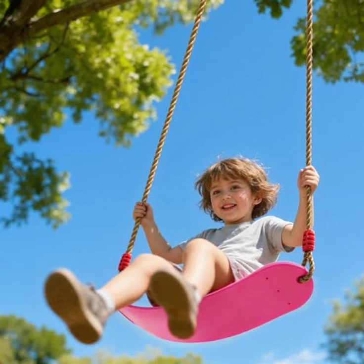 EXTSUD Schaukel Outdoor, Elastischer Kinderschaukel Eva weichen Bord U-Schaukel Brettschaukel Schaukelsitz Schaukelbrett Garten Spielzeug Kinder, Rosa – Bild 2