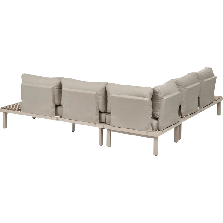 Garten Ecksofa mit Tisch 5-Sitzer FIVIZZANO Akazienholz Beige – Bild 6
