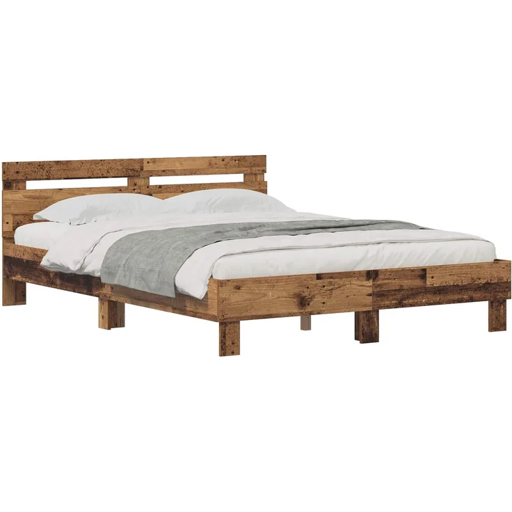 vidaXL Bettrahmen Altholz 160 x 200 cm Holzwerkstoff 3417307 – Bild 2