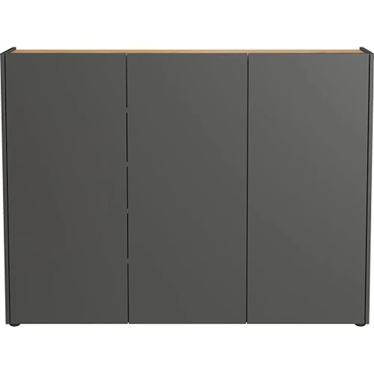 Germania Schuhschrank 1347-549 GW-Libbiano, in Graphit/Navarra-Eiche-Nb, mit grifflosem Design, 138 x 105 x 25 cm (BxHxT) – Bild 4
