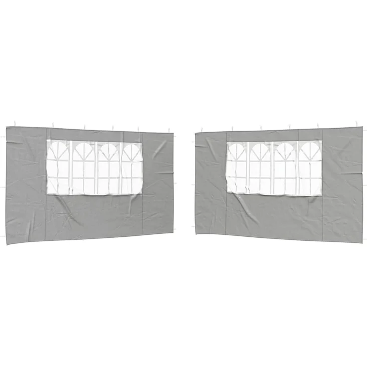 vidaXL Partyzelt-Seitenteil 2 Stk. 400 x 195 cm Hellgrau PE und Stahl 42033029 – Bild 2