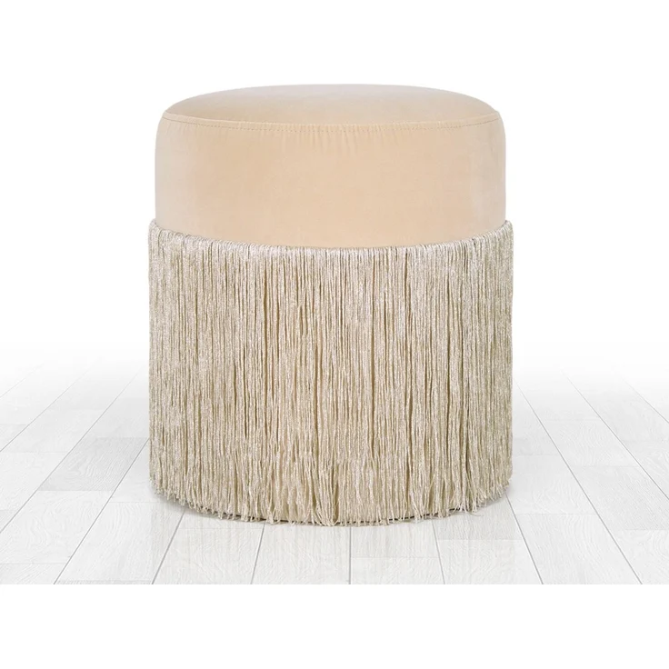 Atelier Del Sofa Modern Velvet Pouffe, Cream Color, 40 cm Height x 45 cm Depth | 100% Velvet, 6 cm Orthopedic Sponge, PVC Coated Hidden Legs, 150 kg Capacity – Bild 1