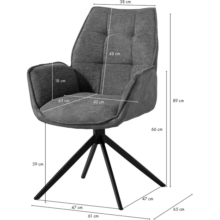 Drehstuhl 61x61x89 braun / graubraun HENRI #102 – Bild 9