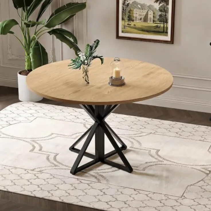 IDEALHOUSE Round Dining Table for 4-8 People, Runder Esstisch 120 cm | Für 4–6 Personen, ideal für Küche, Esszimmer oder Wohnzimmer