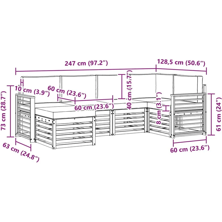 vidaXL Outdoor-Sofagarnitur 6 stk. 5-Sitzer Weiß und Creme Polyester 3392125 – Bild 7