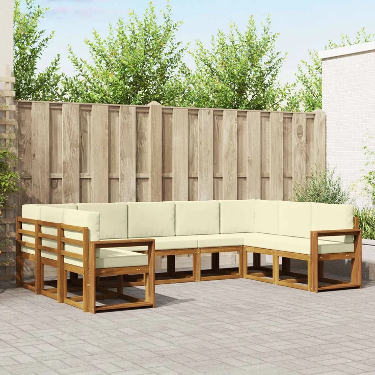 vidaXL Outdoor-Sofagarnitur 9 stk. 9-Sitzer Natur und Creme 3366988 – Bild 1