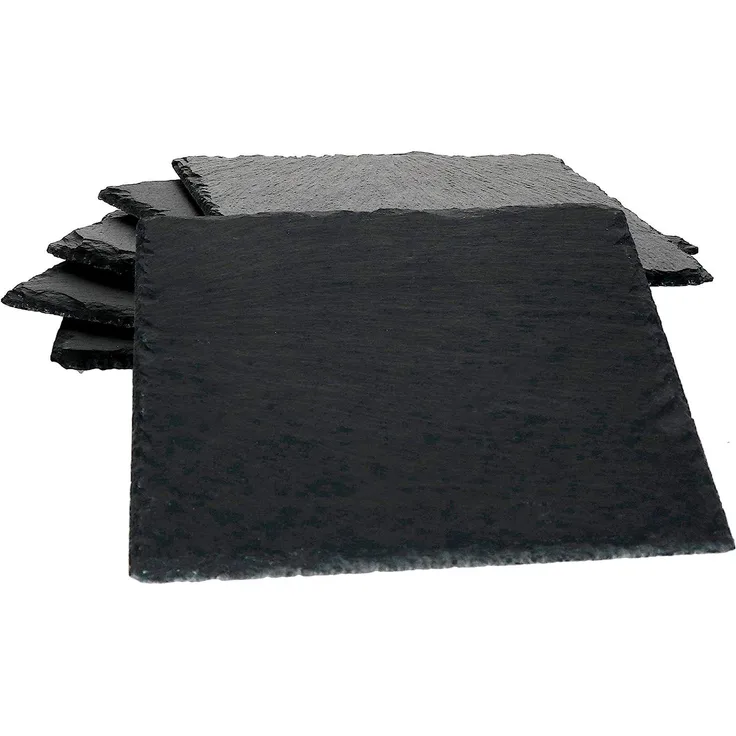 6x Schieferplatten 17x17 cm Tisch-Set Untersetzer Servierplatte Naturschiefer