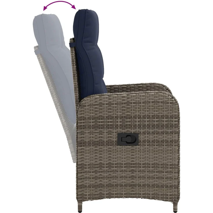 vidaXL Outdoortisch-Set 5 stk. Grey and Navy Blue 90 x 90 x 75 cm 3422287 – Bild 8