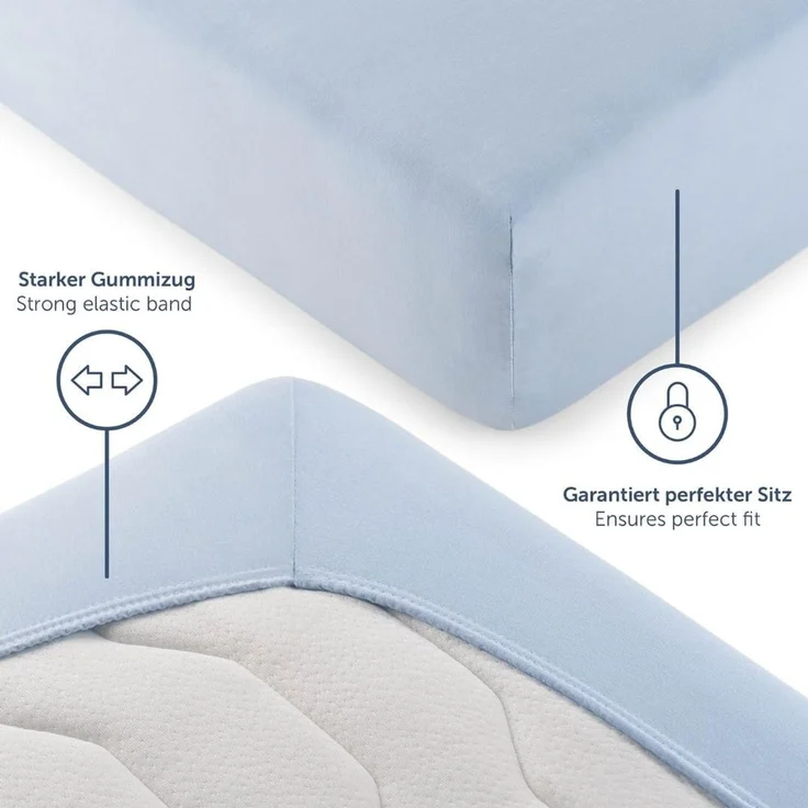 Blumtal® Basics Spannbettlaken 80x200 cm Jersey - Bettlaken 80x200 cm aus 100% Baumwolle - Oeko-TEX zertifiziertes Spannbetttuch 80x200 cm - Matratzenbezug 80x200 cm - Leintuch - Bettbezug - Hellblau – Bild 4
