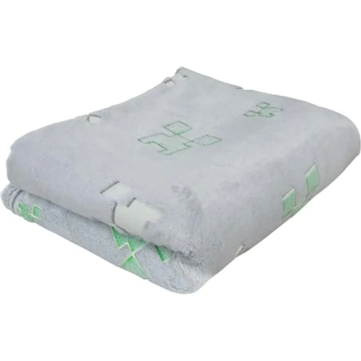 Minecraft Kuscheldecke, Dunkelgrau, pflegeleicht, 130x150 cm, Gaming-Wohndecke