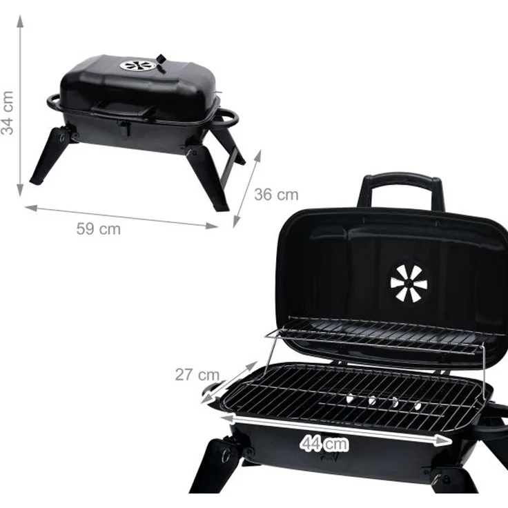 Relaxdays Tischgrill mit 2 Grillgittern, Smoker, 34 x 59 x 36 cm – Bild 4