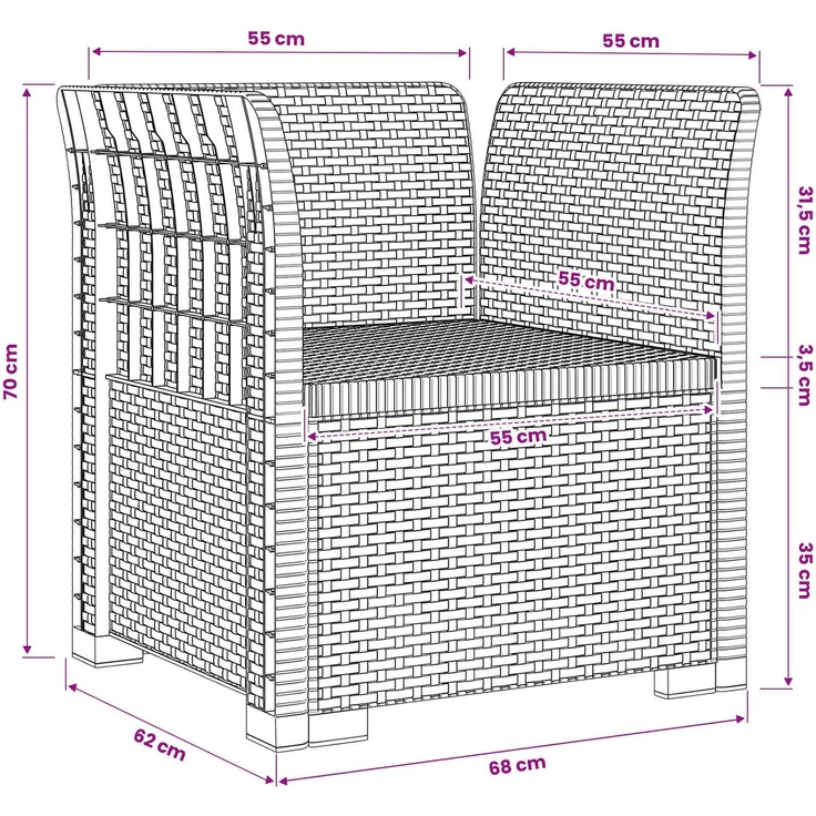 vidaXL 1-Sitzer Sessel Rattan-Look PP Hellgrau 68 x 62 x 70,5 cm 8011851 – Bild 9