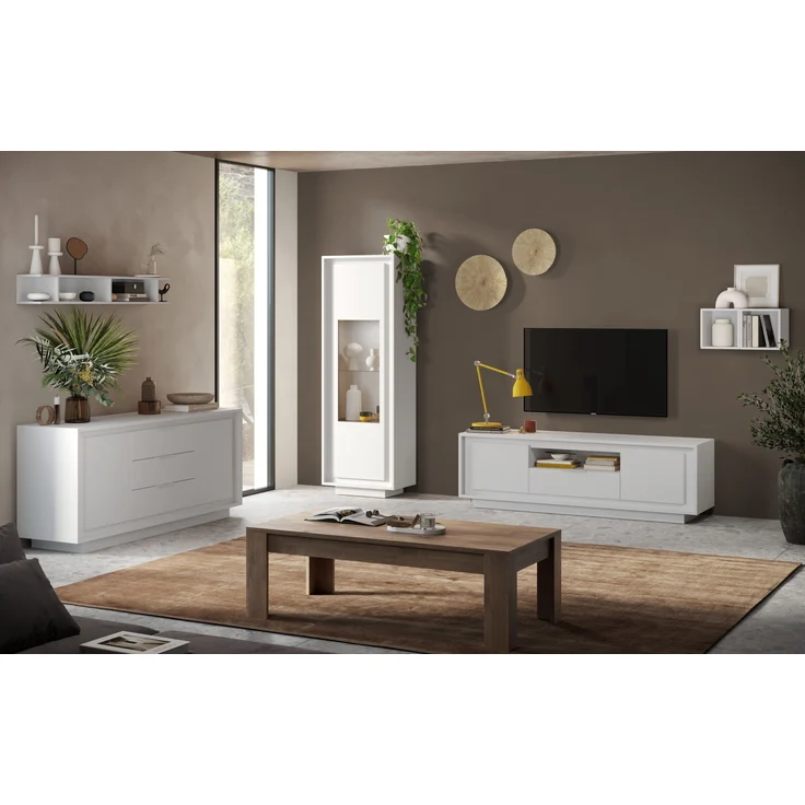 Lowboard >Siena< 2 Türen, 1 Schub, 1 Fach, Weiss Lack matt - 180x58x50 (BxHxT) – Bild 6