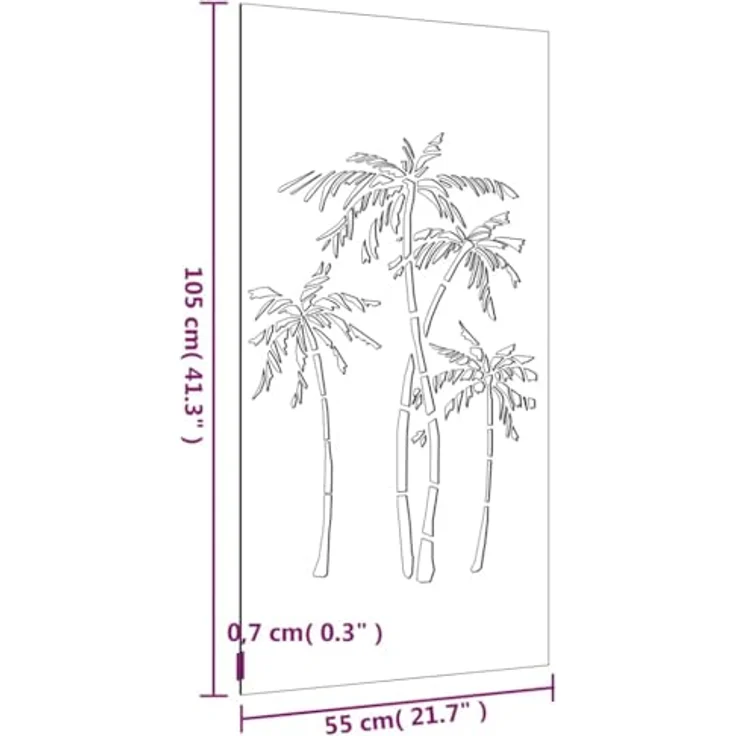 vidaXL Garten-Wanddeko Cortenstahl 105x55 cm, Palmen-Design, wetterfest und korrosionsbeständig – Bild 3