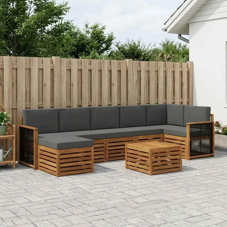 vidaXL Outdoor-Sofagarnitur 8 stk. 8-Sitzer Natur und Anthrazit 3384653