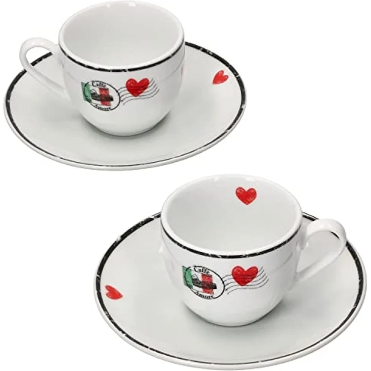 Ritzenhoff & Breker Becher 4tlg Set Caffee Amore Espressotasse + Untertasse 80ml Porzellan, Porzellan – Bild 2