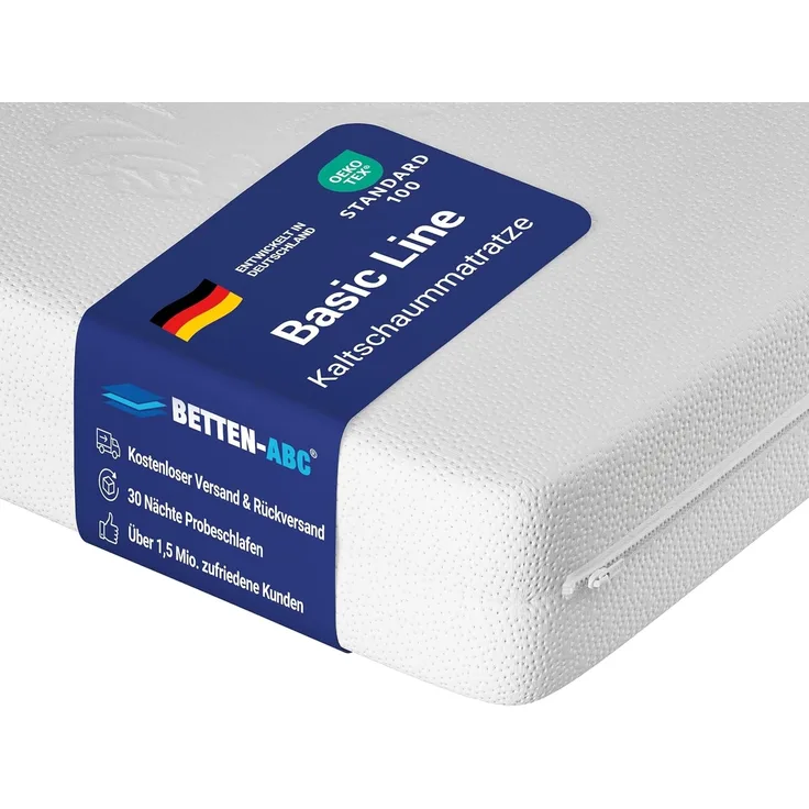 Betten-ABC Basic-Line – Komfortschaummatratze geeignet für Gäste-/Jugendbetten, 90x200 cm