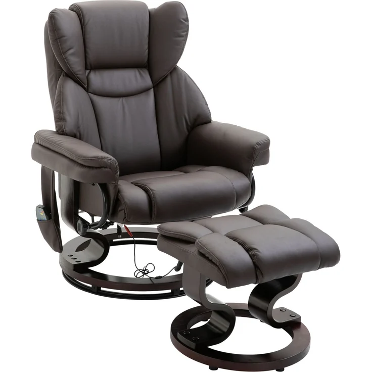 Massagesessel mit Hocker, 145° Liegefunktion & 10 Massagepunkten, 79x82x101 cm, Braun – Bild 2