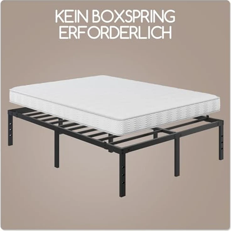 Yaheetech Bettrahmen 36cm H Metallbett mit Lattenrost, Bettgestell aus Metall, Modern Doppelbett Einzelbett Leichte Montage, Schwarz 140x200 cm – Bild 10