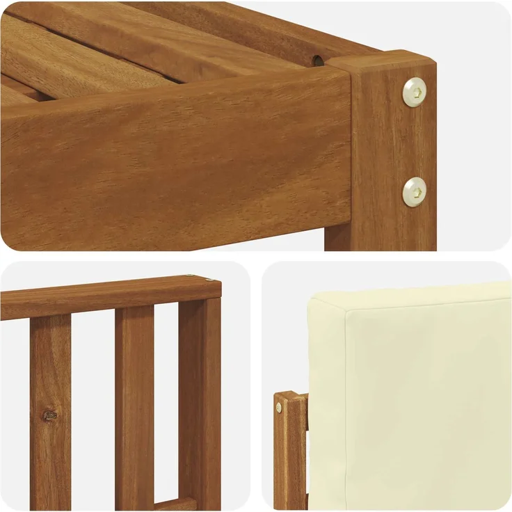 vidaXL Outdoor-Sofagarnitur mit Kissen 6 pcs Natur und Creme 3366633 – Bild 6