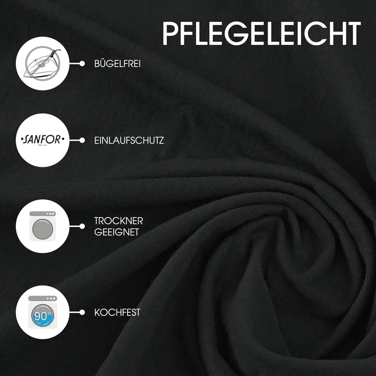 CelinaTex Jersey Topper Spannbettlaken Lucina 90x200-100x200 cm schwarz 100% Baumwolle gekämmt bis 12cm Matratzenhöhe Oeko-TEX – Bild 5