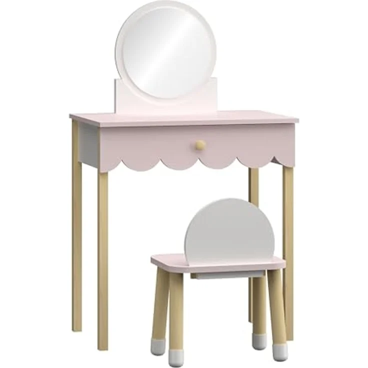 Kinderschminktisch mit Stuhl Vestnes Cotton Candy/Weiß [en. casa] – Bild 3