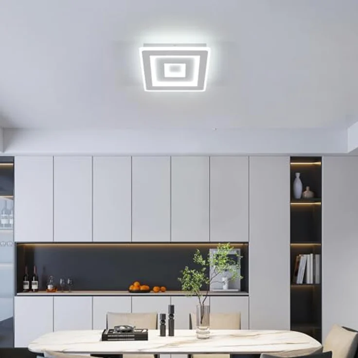Comely LED Deckenleuchte Quadrat, 28cm 36W Moderne Deckenlampe Quadratisch Weiß LED Deckenbeleuchtung für Schlafzimmer, Wohnzimmer, Flur, Kaltweißes Licht 6500K – Bild 10