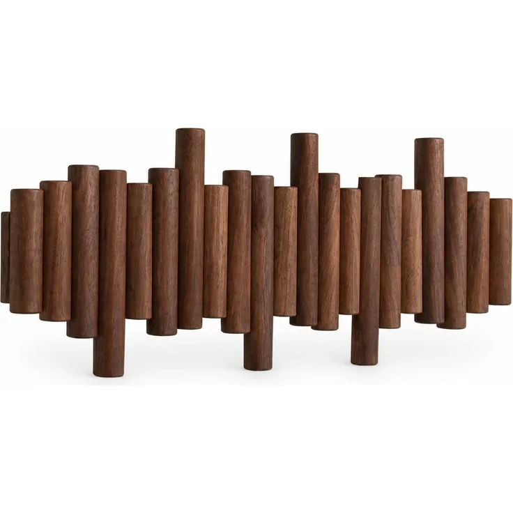 Wandgarderobe im Klaviertasten-Design mit 7 Haken für Flur und Eingangsbereich, Braun, 57 x 26 x 6 cm