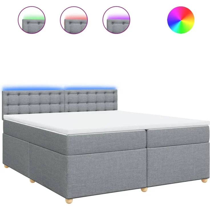 vidaXL Boxspringbett mit Matratze Hellgrau 200x200 cm Stoff 3289101 – Bild 2