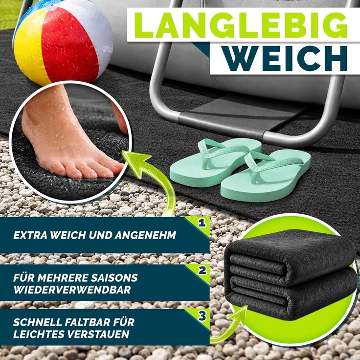 tillvex® Premium Pool Unterlage Rund 520 cm Geotextil 400g/m² | Bodenplane für Pools bis Ø 490 cm | Poolmatte zuschneidbar Bodenschutzvlies Schwimmbecken | Reißfeste Poolunterlage Bodenschutzmatte – Bild 5