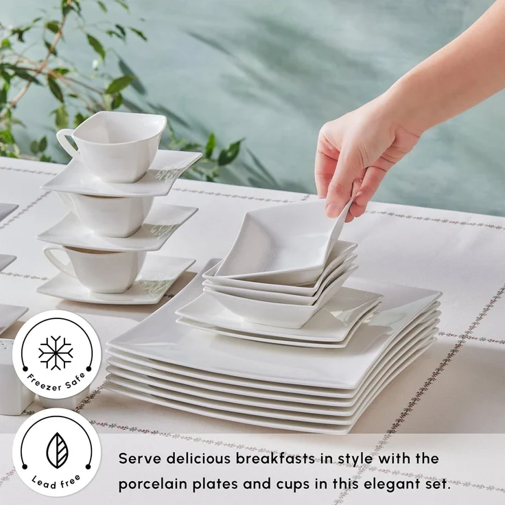Karaca Frühstücksteller Perfect White 32 Teilig Porzellan Geschirrset Frühstücksset Weiß, Porzellan Kombiservice Kombigeschirr Geschirrset Tafelservice – Bild 6