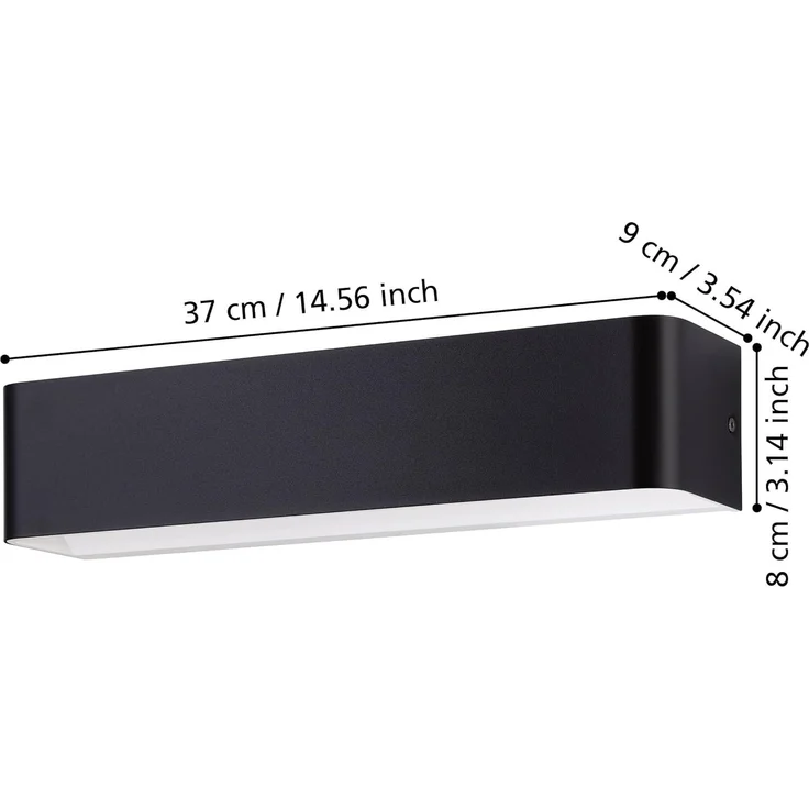 EGLO LED Wandleuchte Sania 4 - Modernes Up & Down Licht für Flur und Wohnzimmer, Aluminium Schwarz-Weiß, Warmweiß, 12W, 1400 Lumen, 36,5 x 8 cm, indirekte Beleuchtung – Bild 7