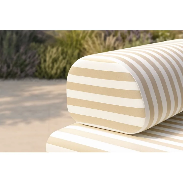Zweisitzer-Gartensofa mit Streifen, weiß und beige – Bild 2