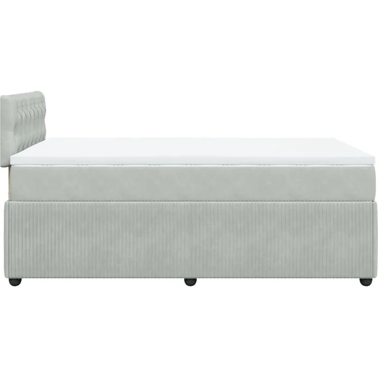 vidaXL Boxspringbett mit Matratze Hellgrau 120x200 cm Samt 3287716 – Bild 9