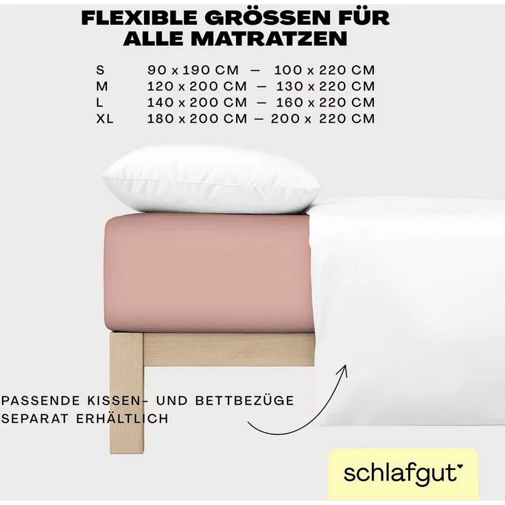 Schlafgut 'Easy' Spannbettlaken, MADE IN GREEN by OEKO-TEX®, Gummizug: rundum, Jersey Elasthan, Purple Mid, S 90x190cm - 100x220cm – Bild 4