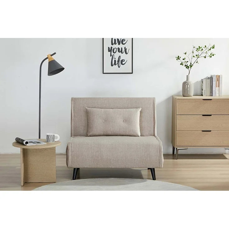 riess-ambiente Relaxsessel SMART MULTIFUNCTION 100cm champagner - Samt, Bettfunktion, mit Kissen (Einzelartikel, 1-St), ausziehbare Schlafgelegenheit - ideal für Wohn- oder Gästezimmer – Bild 4